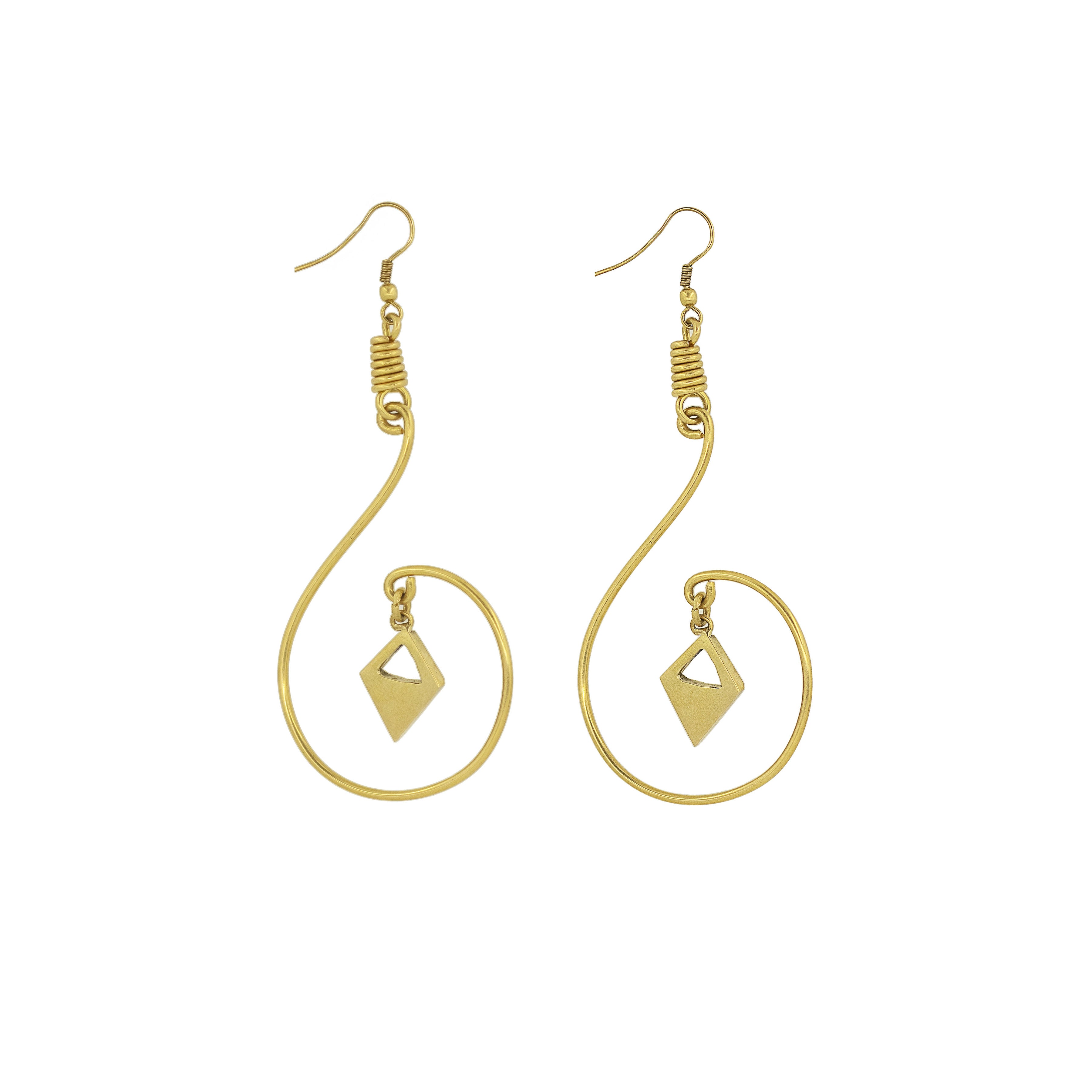 Wire Work Brass Dangle Earrings for Women | Nuru