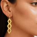 Linked Diamond Lattice Brass Drop Earrings | Chaka