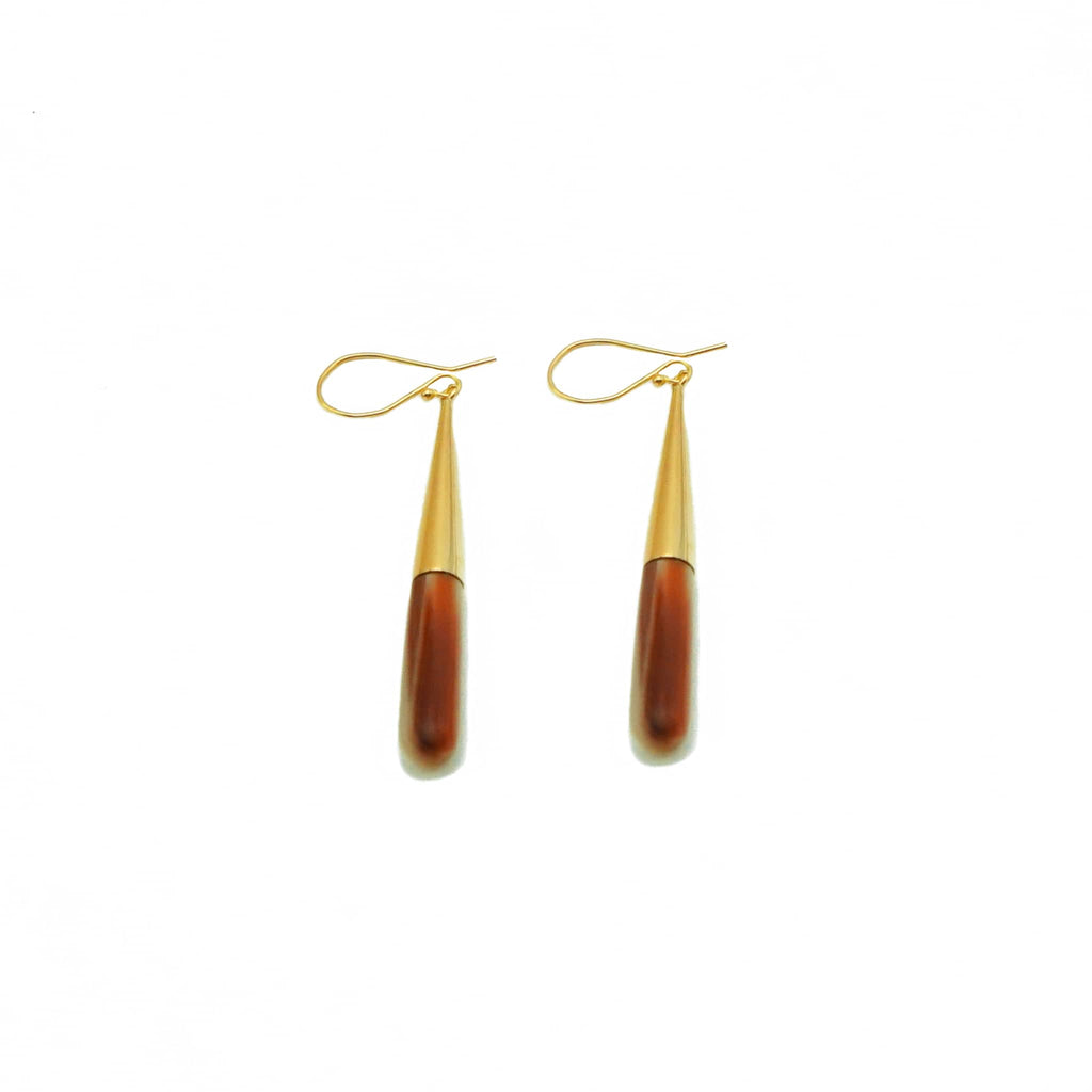 Brass & Horn Teardrop Dangle Earrings | Guru