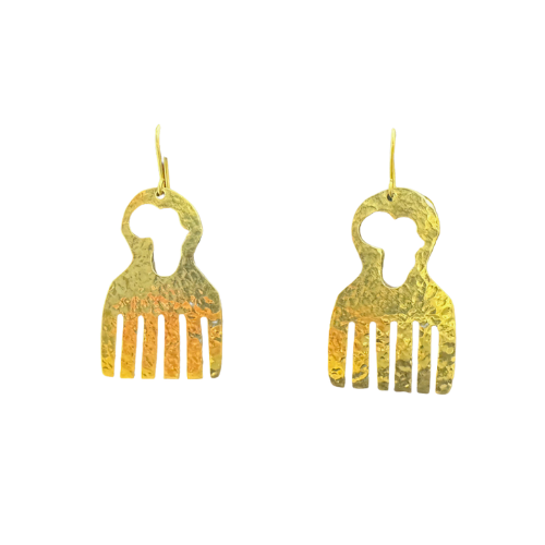 Brass Comb-Form Statement Earrings | Hadiya