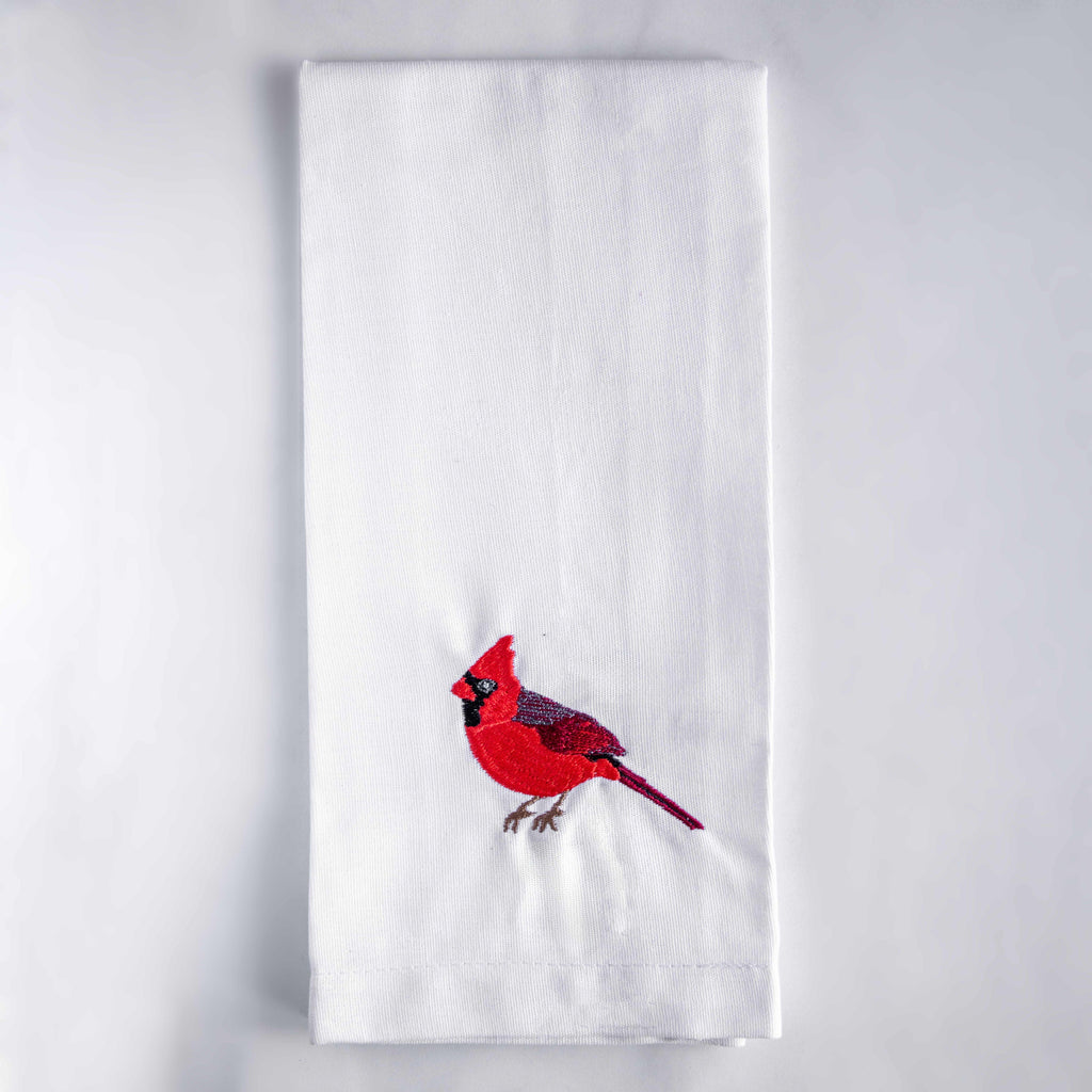 Bird Embroidered Cotton Tea Towels - Handmade Kitchen Gift