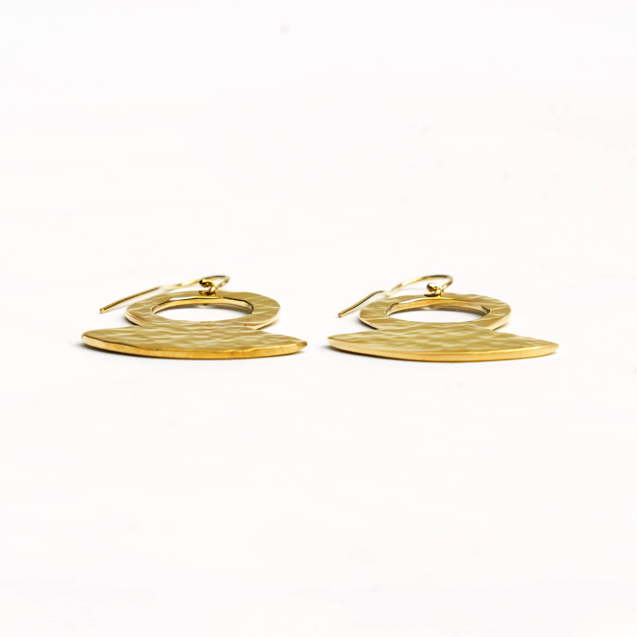 Hammered Brass Teardrop Pendant Earrings | Juba