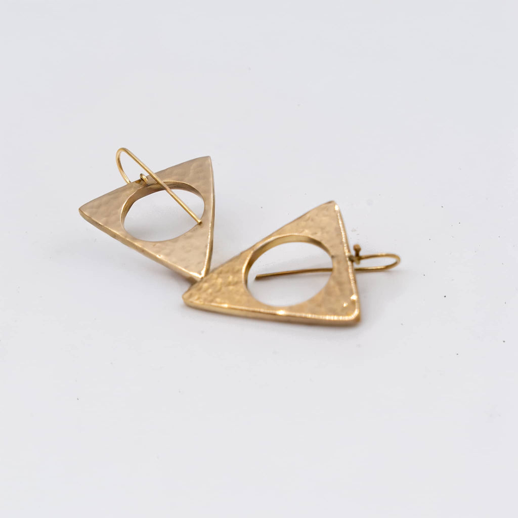 Hollow Triangle Drop Brass Earrings | Lia