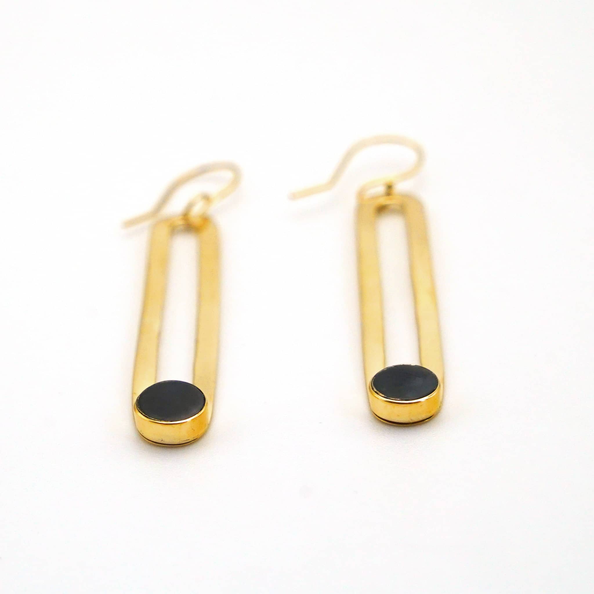 Brass & Horn Drop Hoop Earrings | Lila