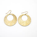 Engraved Circle Disc Brass Hoop Earrings | Mali