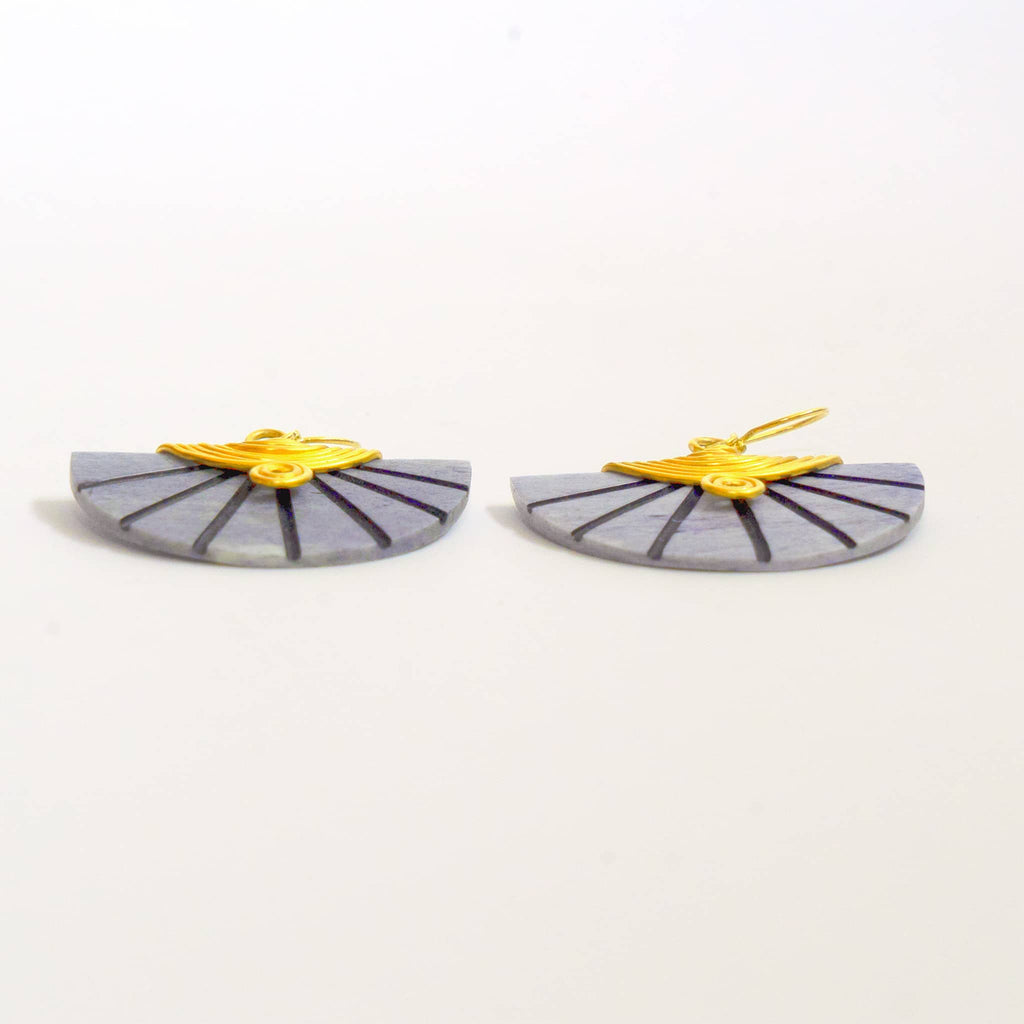 Carved Soapstone Half-Moon Earrings | Nusu