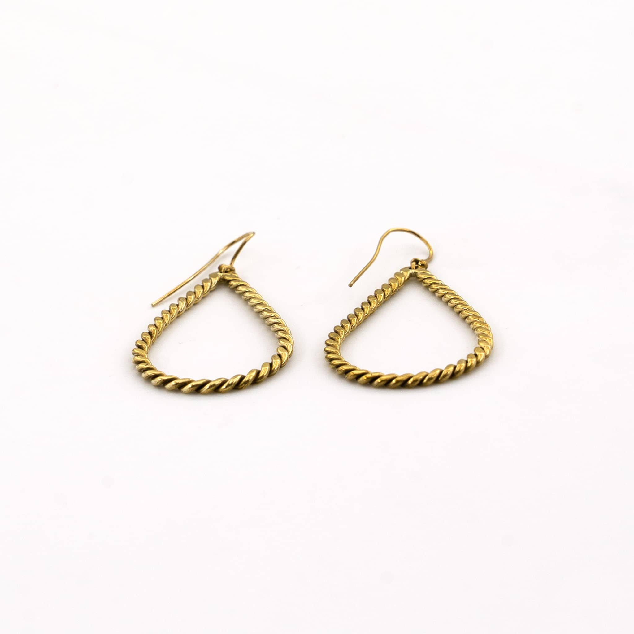Twisted Brass Hoop Earrings for Women | Rosa