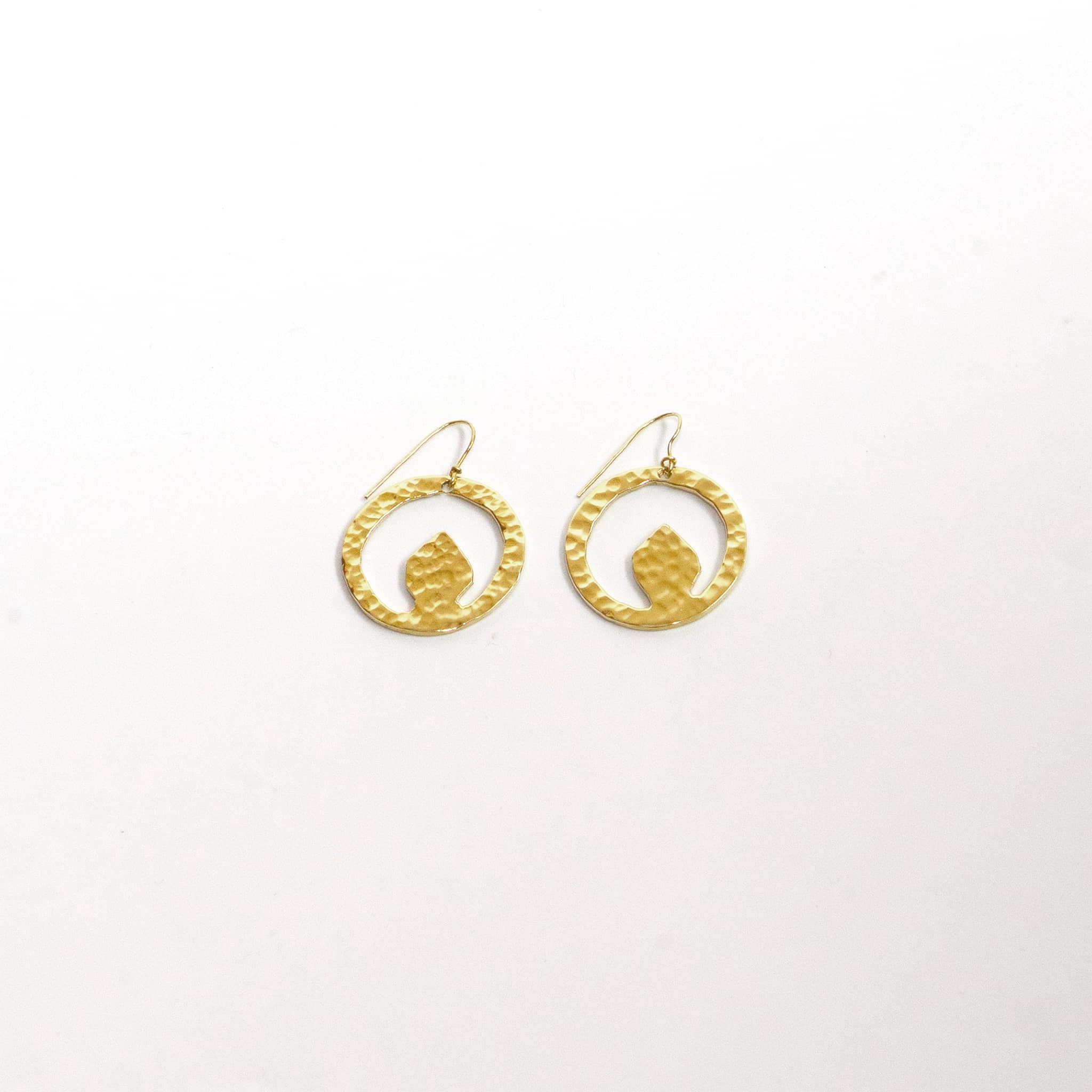 Hammered Irregular Disc Brass Earrings | Tembo