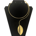 Leaf Pendant Wrap Brass Choker Necklace for Women | Zizi